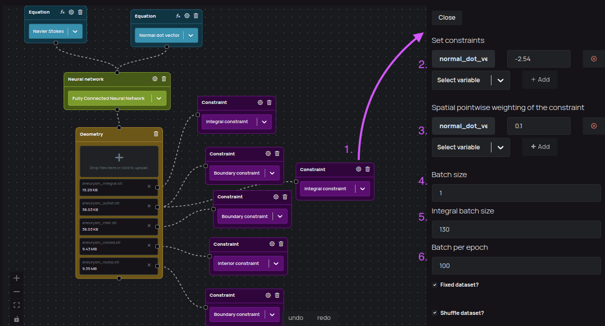 Constraint settings