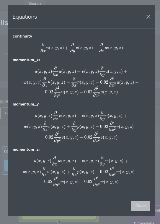 LaTeX representation of every exposed component of the equation.