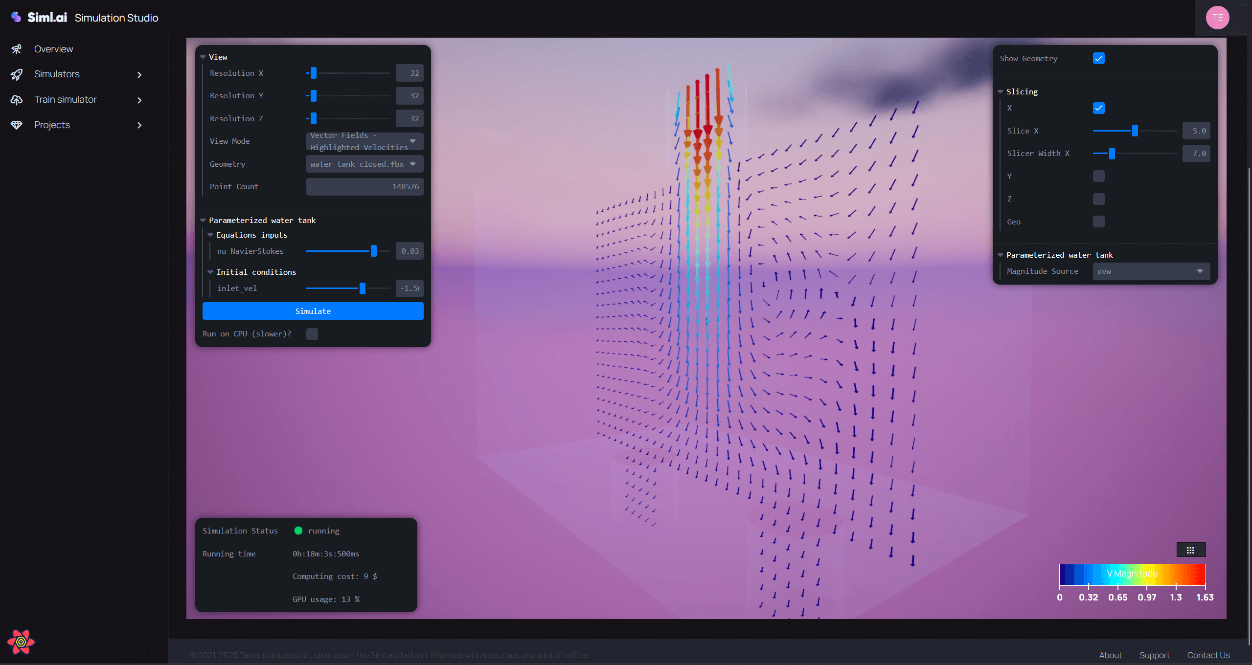 Slice through the simulation domain